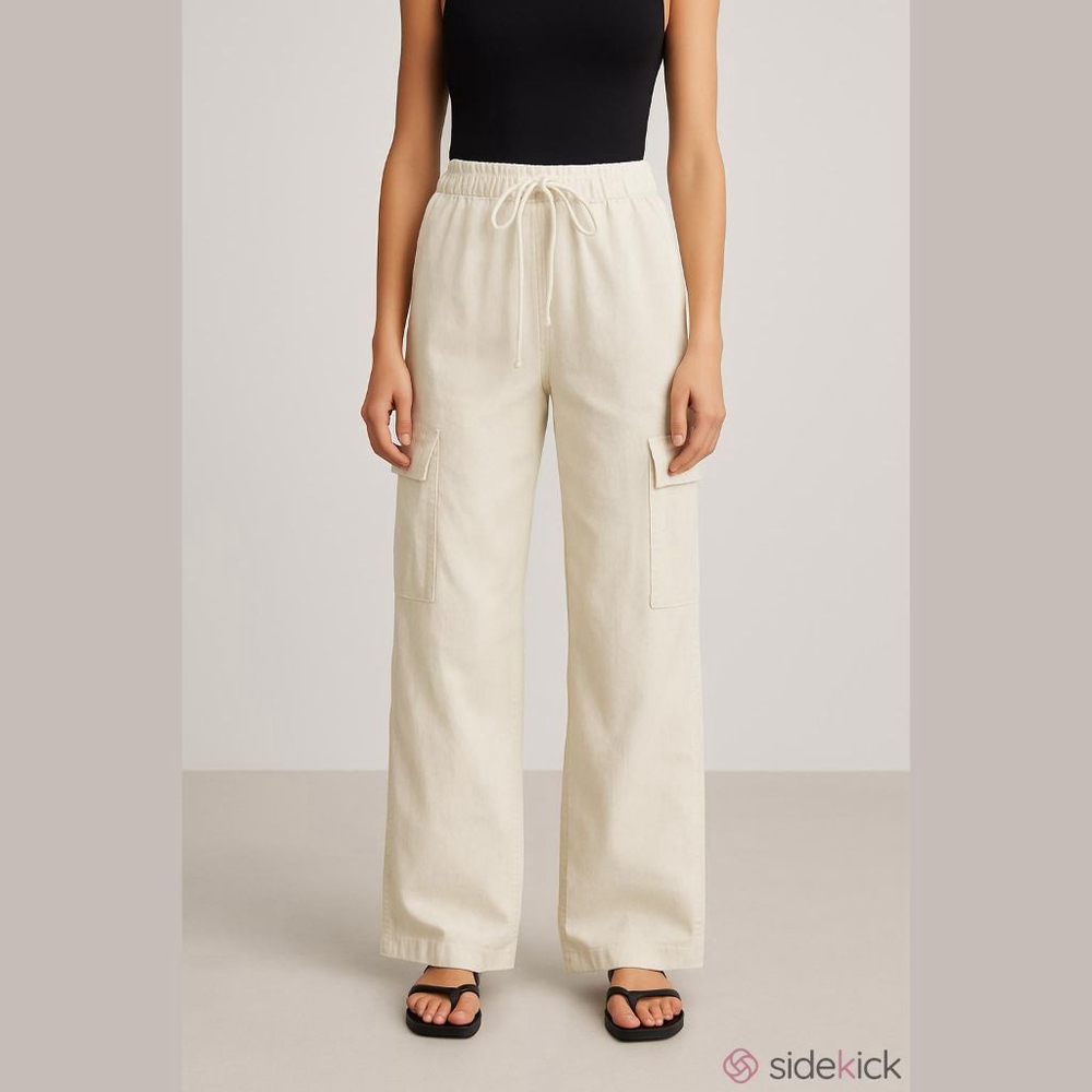 Women's DSG Wide Leg100% Cotton Cargo Pants XS Beige